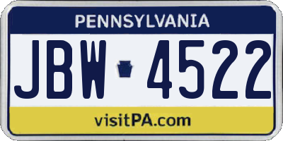 PA license plate JBW4522