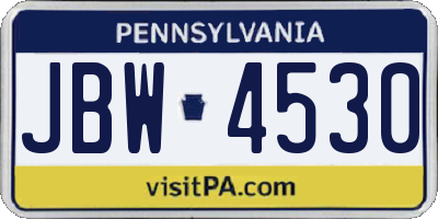 PA license plate JBW4530