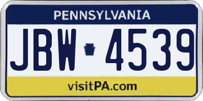 PA license plate JBW4539