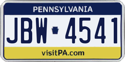 PA license plate JBW4541