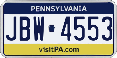 PA license plate JBW4553