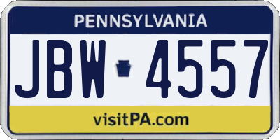 PA license plate JBW4557