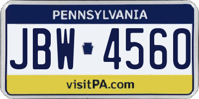 PA license plate JBW4560