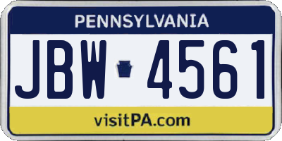 PA license plate JBW4561
