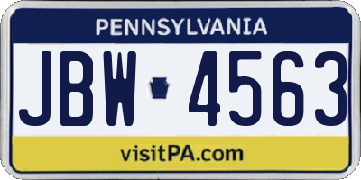 PA license plate JBW4563