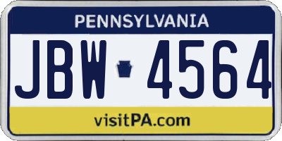 PA license plate JBW4564