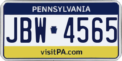 PA license plate JBW4565