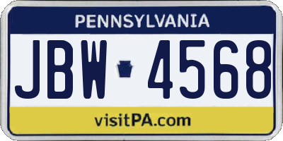 PA license plate JBW4568