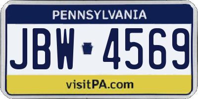 PA license plate JBW4569