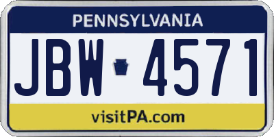 PA license plate JBW4571