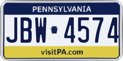 PA license plate JBW4574