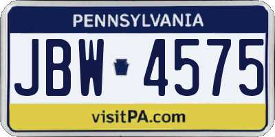PA license plate JBW4575
