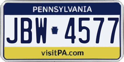PA license plate JBW4577