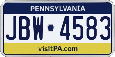PA license plate JBW4583