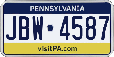 PA license plate JBW4587