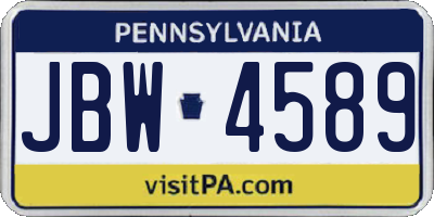 PA license plate JBW4589