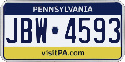 PA license plate JBW4593