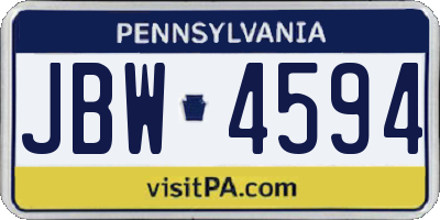 PA license plate JBW4594