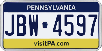 PA license plate JBW4597
