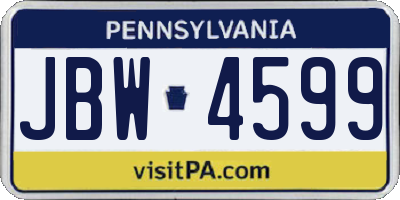 PA license plate JBW4599