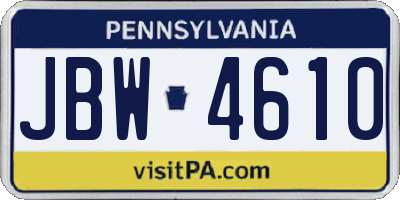 PA license plate JBW4610