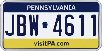 PA license plate JBW4611