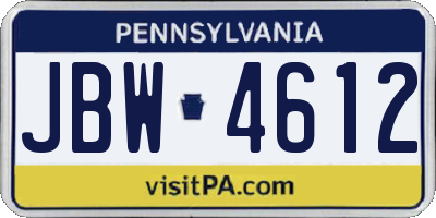 PA license plate JBW4612