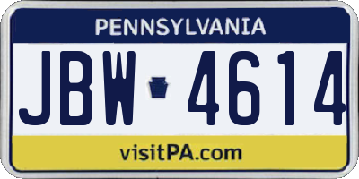 PA license plate JBW4614