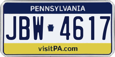 PA license plate JBW4617