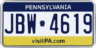 PA license plate JBW4619
