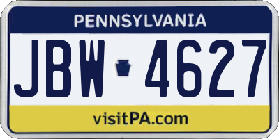 PA license plate JBW4627