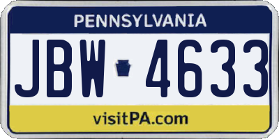 PA license plate JBW4633