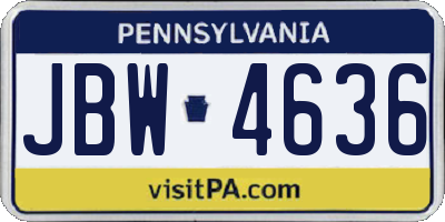 PA license plate JBW4636