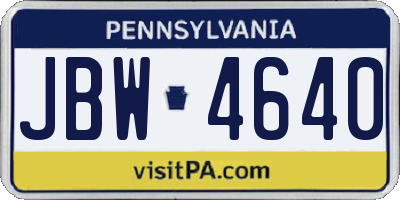 PA license plate JBW4640