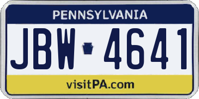 PA license plate JBW4641