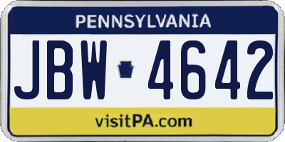 PA license plate JBW4642