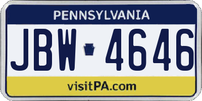PA license plate JBW4646