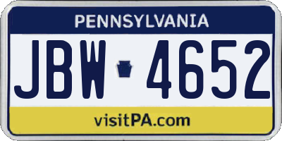 PA license plate JBW4652