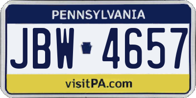 PA license plate JBW4657
