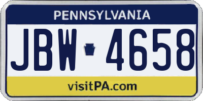 PA license plate JBW4658