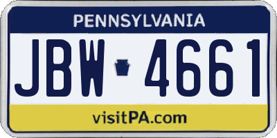 PA license plate JBW4661