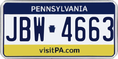 PA license plate JBW4663