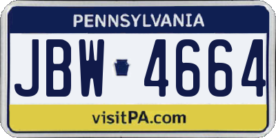 PA license plate JBW4664