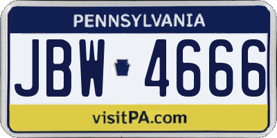 PA license plate JBW4666