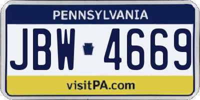 PA license plate JBW4669