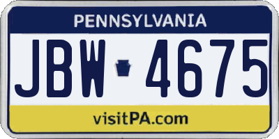 PA license plate JBW4675