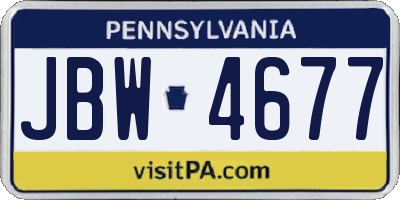 PA license plate JBW4677