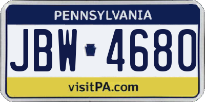 PA license plate JBW4680