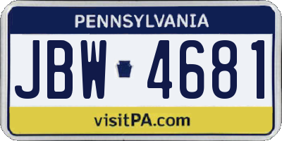 PA license plate JBW4681