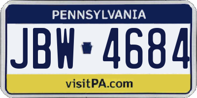 PA license plate JBW4684